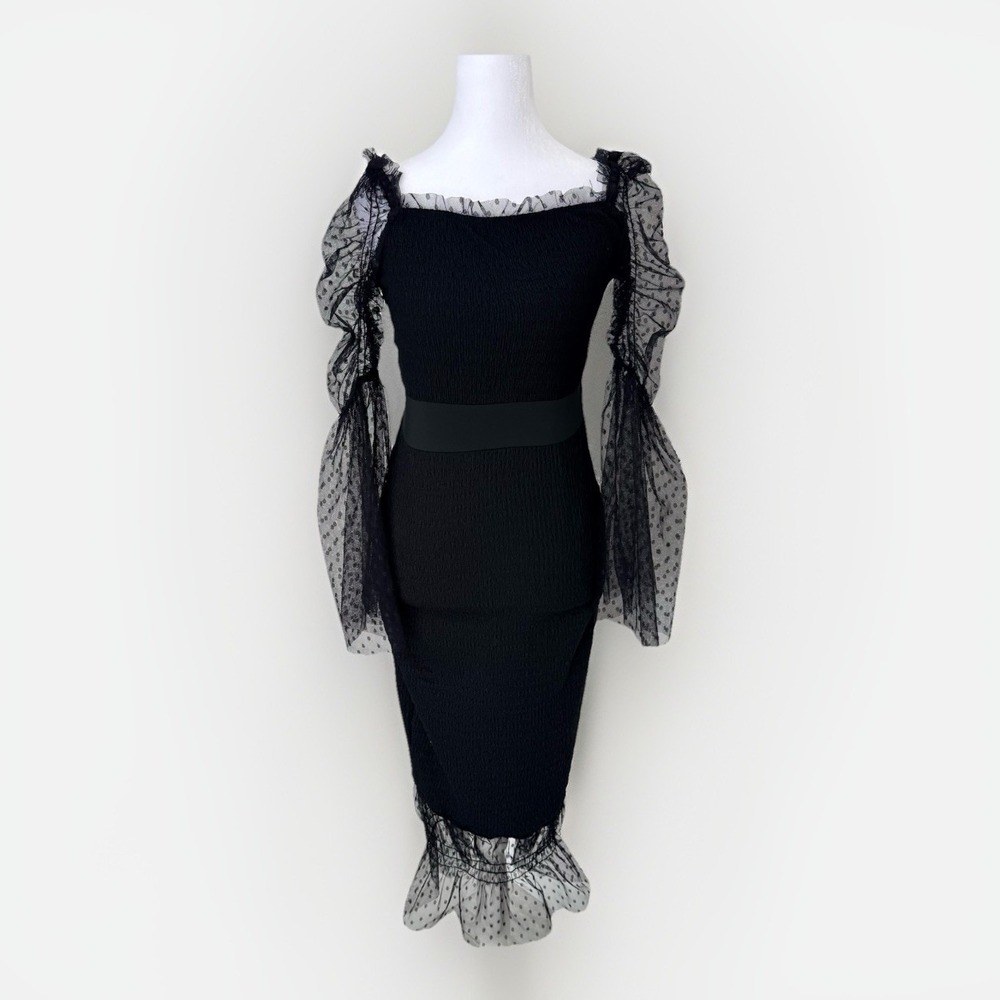 Sheer Dress Women Medium Black Lace Fairy Grunge Witchy Whimsigoth LBD shein